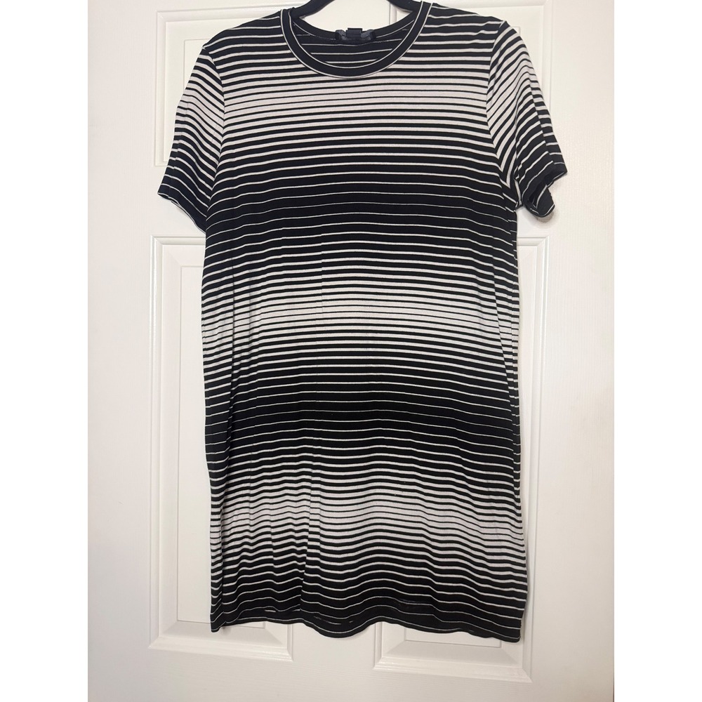 Fifteen Twenty Black White Striped T-Shirt Dress Short Sleeve Crew Neck Small